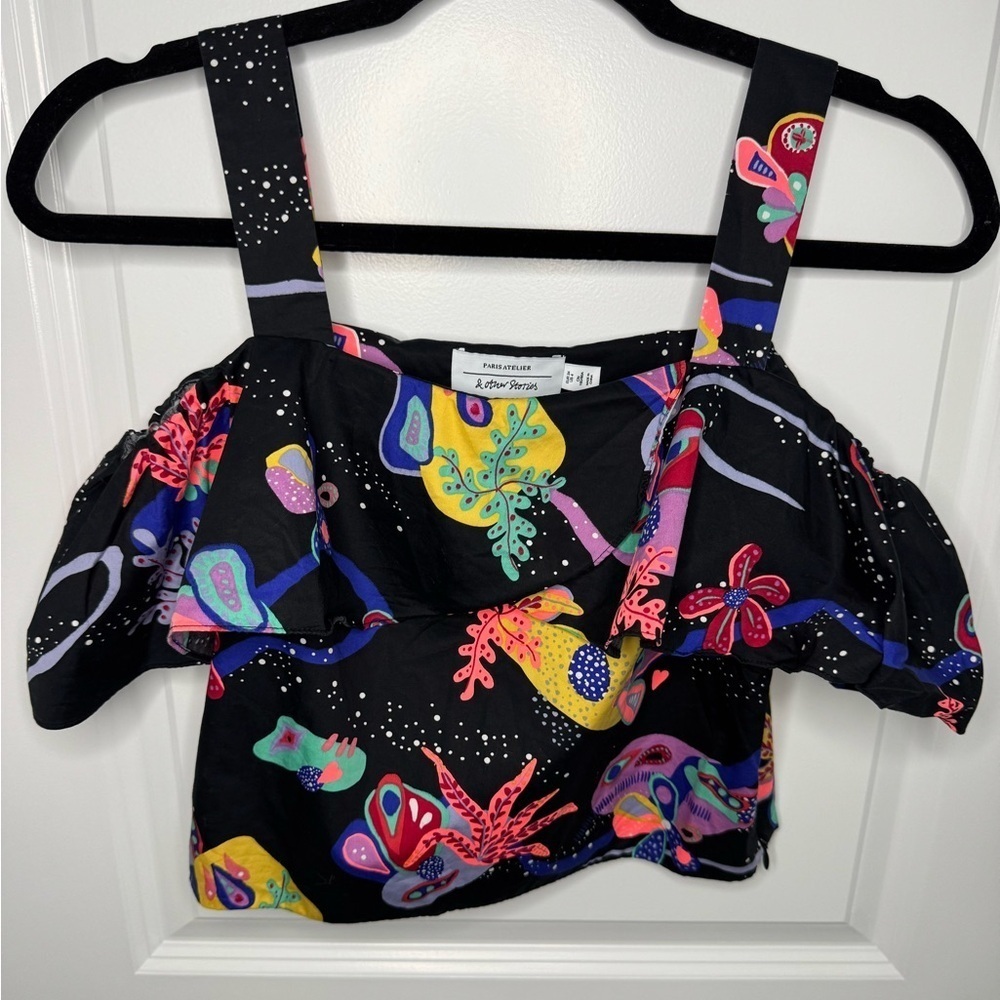Paris Atelier & Other Stories Multi Color Black Crop Top Size 4